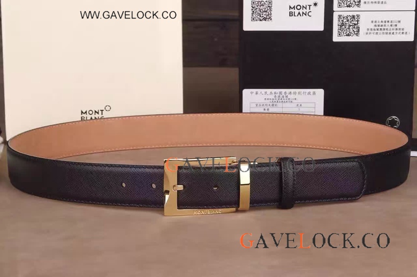 Mens Brown Reversible Gunmetal Montblanc Buckle Belt - Black&Gold